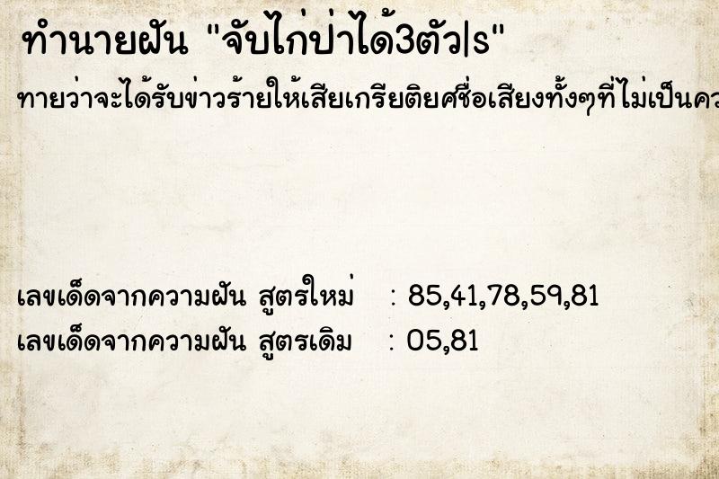 ทำนายฝันจับไก่ป่าได้3ตัว|s ทำนายฝันทำนายฝันจับไก่ป่าได้3ตัว|s